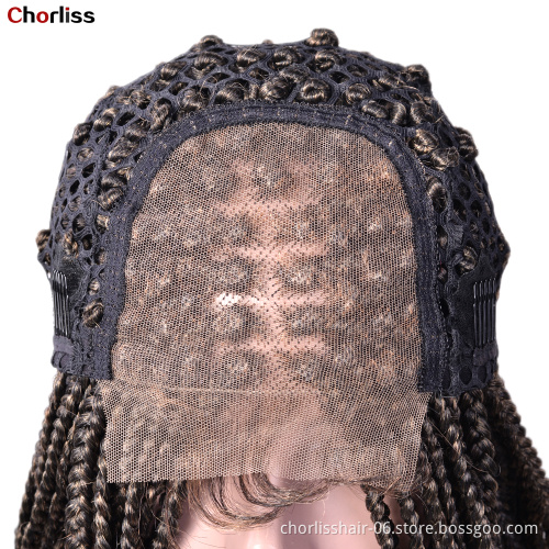 Wholesale Handmade Braiding Wig Brazilian kinky Twist Afro Braided Synthetic Lace Front Wigs With Baby Hair For Black Women
